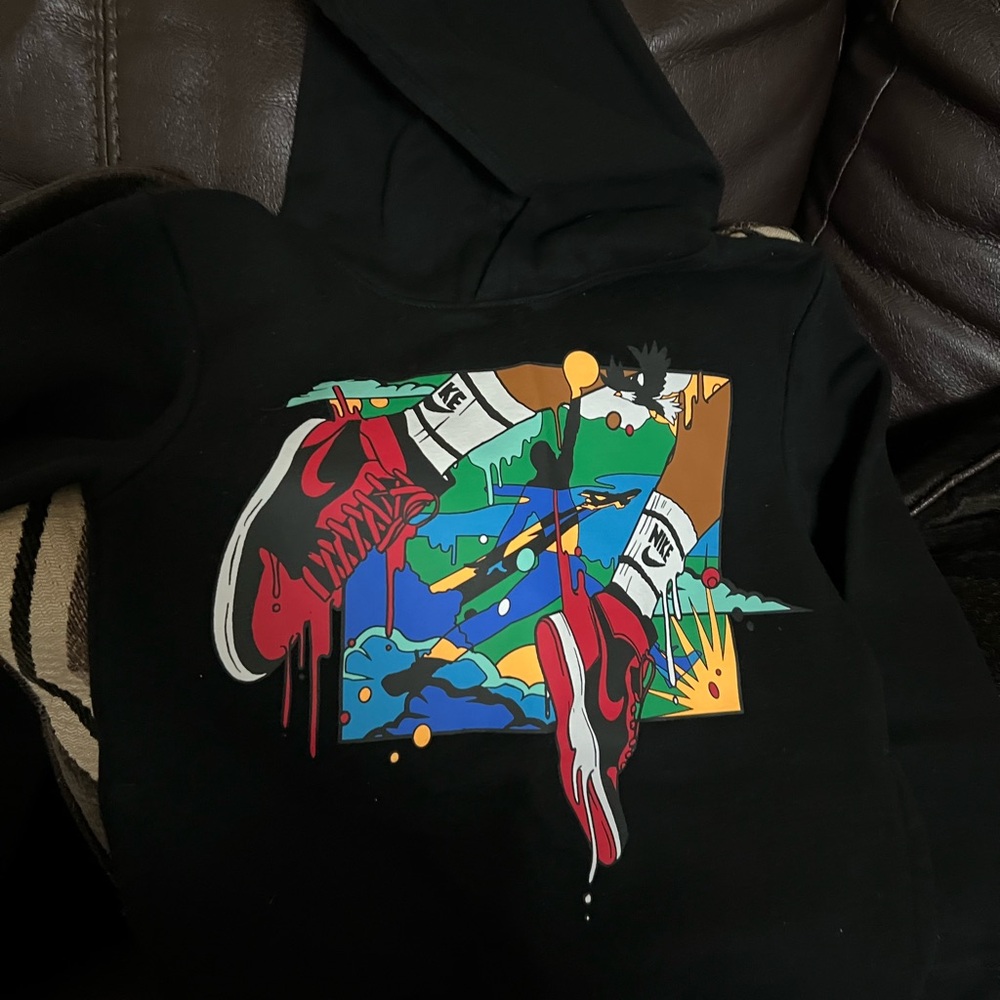 Jordan Black Hoodie with Colorful Sneaker Design